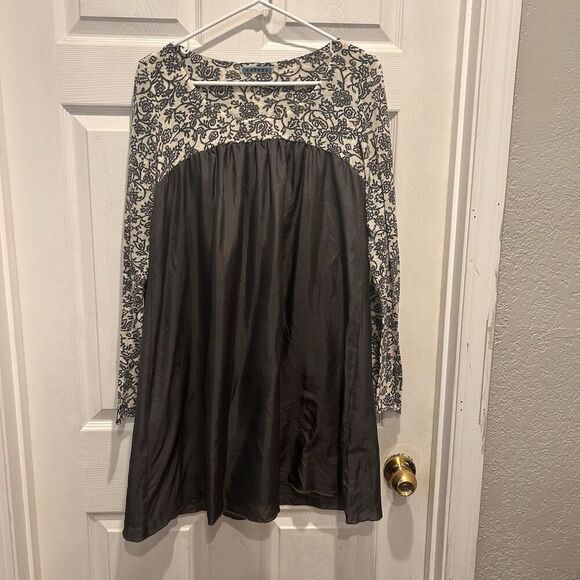 VELVET By Graham & Spencer Gray Silk Wool Printed Dress Lined Women's Silk Large - Picture 1 of 7